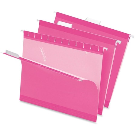 Tops Business Forms Pendaflex, COLORED REINFORCED HANGING FOLDERS, LETTER SIZE, 1/5-CUT TAB, PINK, 25PK 415215PIN