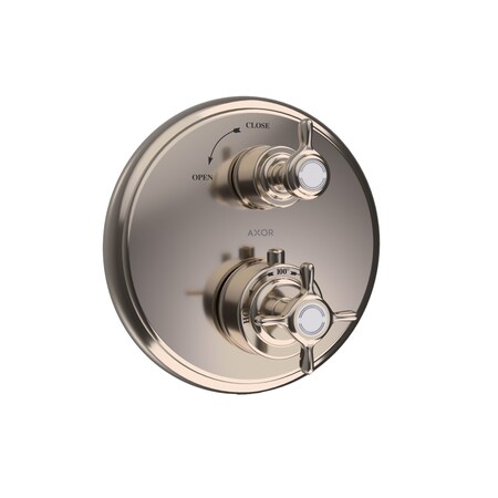 Axor Montreux Thermostatic Trim with Volume Control- Cross-Handle in Polished Nickel 16817831