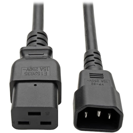 Eaton Tripp Lite Series Power Cord, C19 to C14 - Heavy-Duty, 15A, 250V, 14 AWG, 2 ft. 0.61 m, Black P047-002