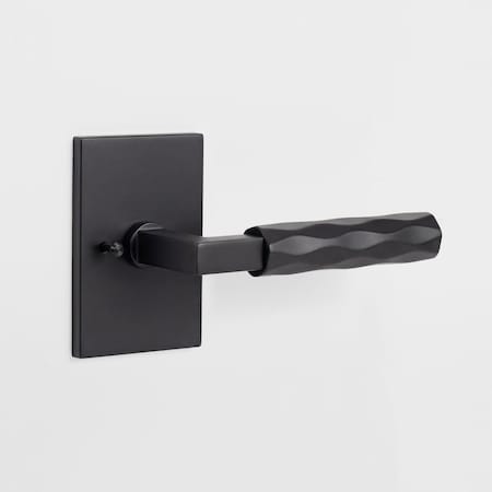 Mcbowery Hailey Matte Black Bed/Bath Door Handle, Rectangular Rosette, Concealed Screws (Privacy) 203PVMB