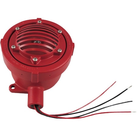 Federal Signal Vibrating Horn, Horn, 24V DC, 99 dB, Die Cast Aluminum, Red, Conduit Mount FHEX-24SMR