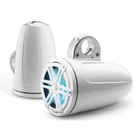 Jl Audio 7.7in Tower Speakers, Gloss Wht Encl., Gls Wht Sport Grille, RGB LED, 93539, 010-03270-00, 2PK 93539/010-03270-00