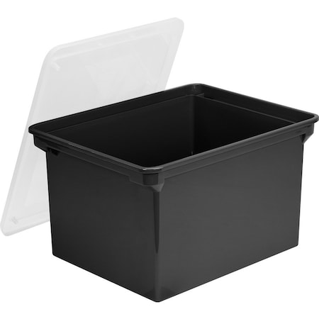 Storex File Tote, Plastic, Letter/Legal, 10-1/2"x14"x18-1/3", Black, 4PK STX61528U04C