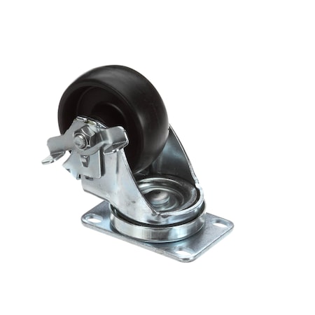Randell Caster with Brake, Swivel Plate, 3in x 1 1/4in Wheel, 4in Overall Height HD CST1202