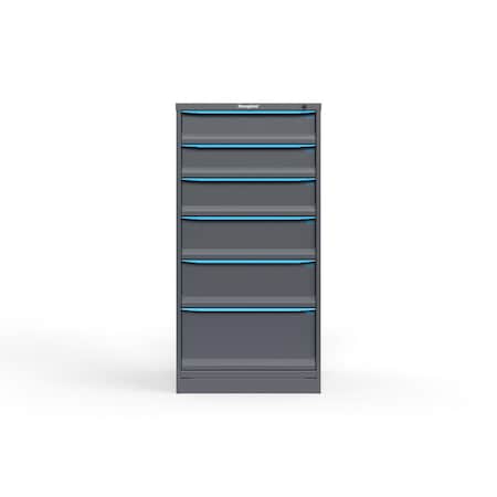 Strong Hold 6 drawer cabinet - (2x 6ft, 1x 7ft, 1x 8ft, 1x 9ft, 1x 12ft) - Blue accents - Keyed Alike S3060-PPAAS-0603FS