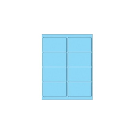 Bubblefast 4 x 2 1/2'' Fluorescent Pastel Blue Rectangle Laser Labels-8 Labels per Sheet BFLL179BE