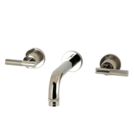 Kingston Brass Double-Handle Wall Mount Bathroom Faucet with Knurled Handle, Polished Nickel KS8126KNL