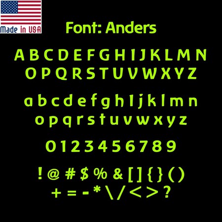 Aacc Self-Adhesive Vinyl Letter: L, Scale: 4 in. Color: Hi-Viz-Green Font: Anders by, 8PK AACC-Anders-UL-Hi-Viz-Green-I4x8