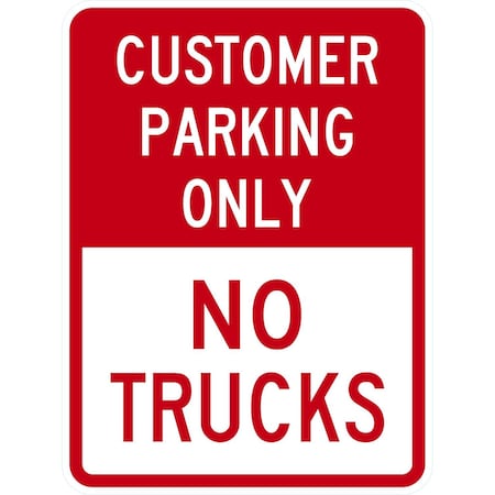 Lyle Customer Parking Only, No Trucks, 18x24, Non-Reflective, White G-10990-NA_18x24