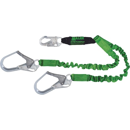Miller Dbl Leg Stretchable Web Lanyard w/SofStop Energy Absorber, Locking Snap Hook and Locking Rebar Hook 8798RSS-Z7/6FTGN