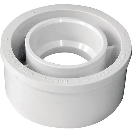 Genova IPEX Flush Reducing Pipe Bushing, 3 x 112 in, Spigot x Hub, PVC, White, SCH 40 Schedule 192762
