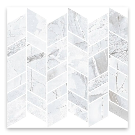 Apollo Tile 10x12 in. Matte Dove-Gray, White Porcelain Chevron Wall and Floor Tile 9.88 sq ft/case, 11PK COS88WHTMOSA