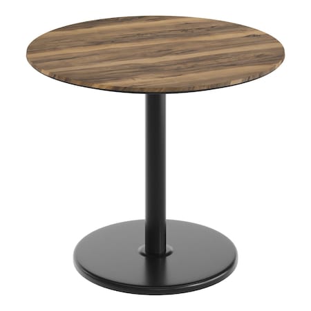 Flash Furniture Commercial 36" RD Natural HPL Tabletop with Black Table Height RD Base ST-RD36-NAT-TR24-GG