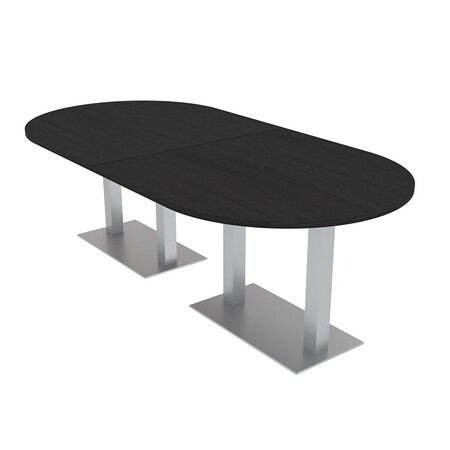 Skutchi Designs Racetrack Conference Table With Power Unit, 48 in W, 96 in L, Black HAR-RAC-48X96-DOU-U999ST19-NA