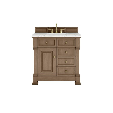 James Martin Vanities Brookfield 36 in. Single Vanity, Pecan w/ 3 CM Ethereal Noctis Silestone Top 547-V36-PCN-3ENC