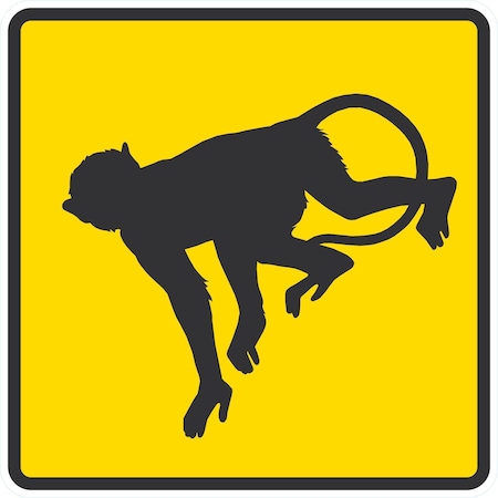 Lyle Monkey Crossing Symbol, 24x24, Engineer Grade, Yellow G-12931-EG_24x24