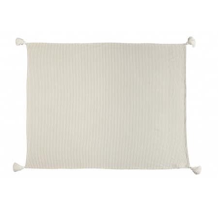 Homeroots 50" X 60" Gray and White Woven Cotton Striped Throw Blanket with Tassels 516576