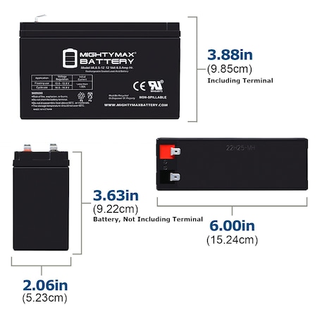 Mighty Max Battery ML6.5-12 - 12 Volt 6.5 AH, F2 Terminal, Rechargeable SLA AGM Battery MAX4164061