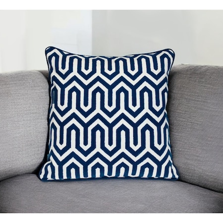 Homeroots 20" Blue Geometric Cotton Throw Pillow 529285