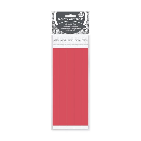C-Line Products 3/4" x 10" Red DuPont Tyvek Security Wristbands, 100/PK 89104