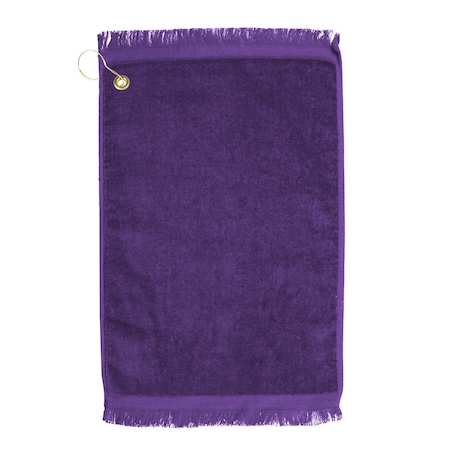 Towelsoft Premium Fringed Velour Golf Towel with Corner Hook &Grommet Placement-Purple Golf-EV1407CL-PPL