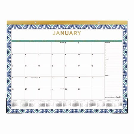 Blue Sky Tile Desk Pad Calendar, Geometric Artwork, 22 x 17, White Sheets, 12-Month Jan to Dec: 2025 133694-25