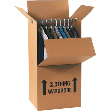 Zoro Select 24 in x 20 in x 46 in Wardrobe Box, Kraft, Corrugate, Double Wall, 48 ECT 242046WARD