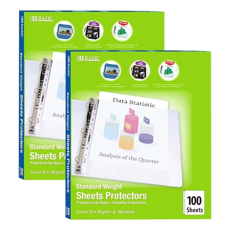 Bazic Products Standard Weight Top Loading Sheet Protectors, 100 Per Box, 2 Boxes, 2PK 2131