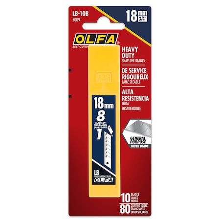 Olfa 18mm Olfa LB-10B Olfa Heavy Duty 8-Point Snap-Off Blades, 10-Pack A-1