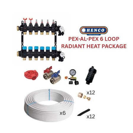 Henco Infloor radiant heating set - PEX-AL-PEX + composite manifold - 1425 - 1710 sqft 806367