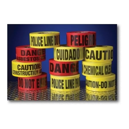 Mutual Industries Caution Tape, Cuidado Caution, Yellow, 3 in Wide x 1000 ft Length, 3 mil 17779-51-3000