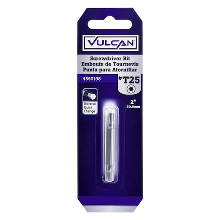 Vulcan Screwdriver Bit, Hex Shank, S2 Chrome Molybdenum Steel 322881OR