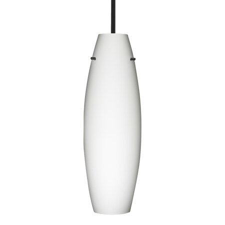 Besa Lighting Besa Suzi 18 Stem Pendant, Opal Matte, Black Finish, 1x 150W MAX E26 Base 1TT-412707-BK