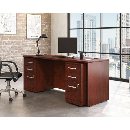 Officeworks By Sauder 2-File Double Ped Desk, 29.291 in H, 71.102 in W X Classic Cherry 430198