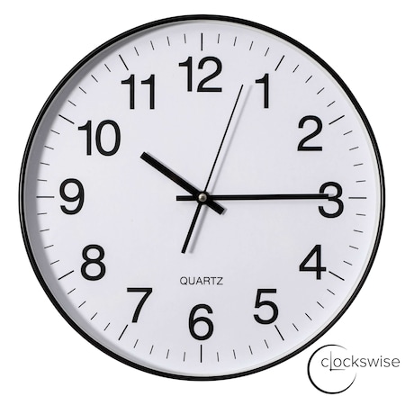 Clockswise Black 14-In Analog Clock - Silent, Non-Ticking for Wall Battery-Operated, Perfect for Home QI004744.BK.14
