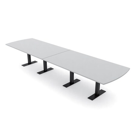Skutchi Designs 14ft Arc Rectangle Conference Table With Power | Harmony Series | 14 Person Meeting Room Table HAR-AREC-48X168-T.BK-U779-NA