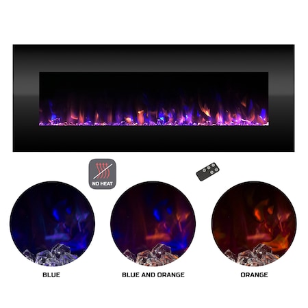 Northwest 54in No Heat Wall Mounted Fireplace Adjustable LED Flame Color and Brightness 80-2000A-54-NH