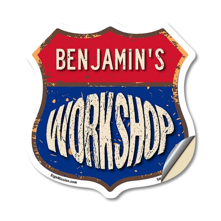 Signmission Benjamin's Workshop, 12 Inch X 12 Inch, Vinyl Decal SHI-D-12-489-BENJAMIN
