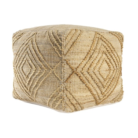 Homeroots 18" Natural Jute Blend Cube Geometric Pouf Ottoman 551563