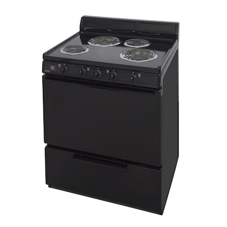 Premier Electric Range, 30 inW x 40 inH x 26 inD, 3.91 cu. ft. Oven, Coil Top Stove, Black 805713