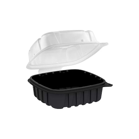 Anchor Packaging 6x6 Clamshell Hinged Container 1-Comp Black Base / Clear Lid 4666611 / CB6611