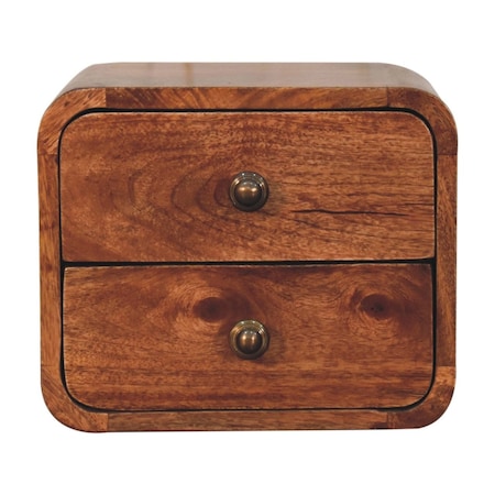 Homeroots 10" Brown Solid Wood Square Two Drawer Nightstand 651849