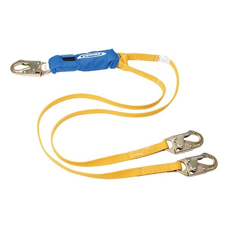 Werner Energy Absorbing Lanyard, 6 ft. Length, Snap Hook, Steel, 2 Leg(s), 310 lb Weight Capacity C411100