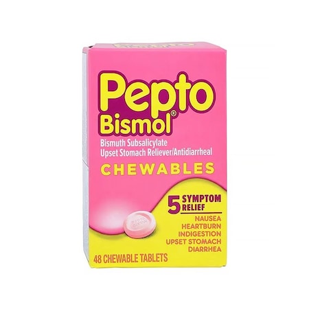Pepto-Bismol Antacid/Antidiarrhea Chewable Tablets 262mg Original, 48PK 1235338