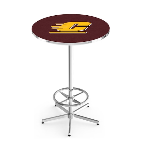 Holland Bar Stool Co 42" Chrome Central Michigan Pub Table, 36" dia. Top L216C4236CenMic