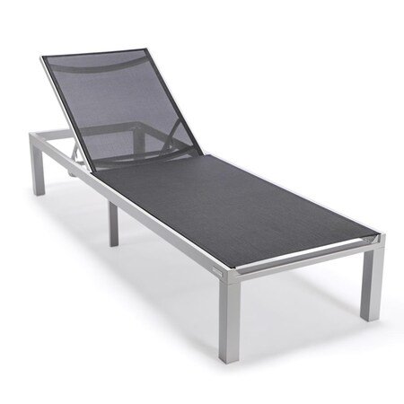 Kd Marlin Patio Chaise Lounge Chair with White Aluminum Frame, Black KD3026998