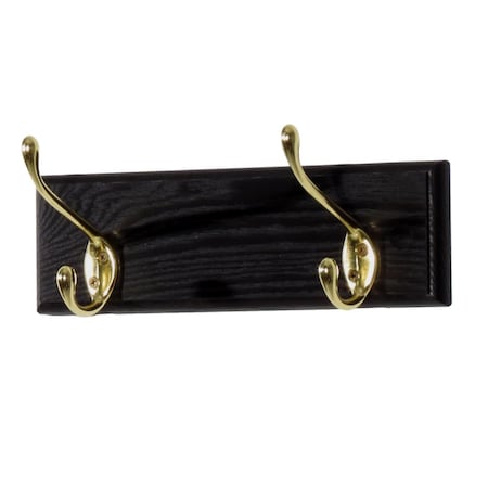 Palacedesigns 2 Hook Coat Rack, Brass Hooks - Black PA2681684