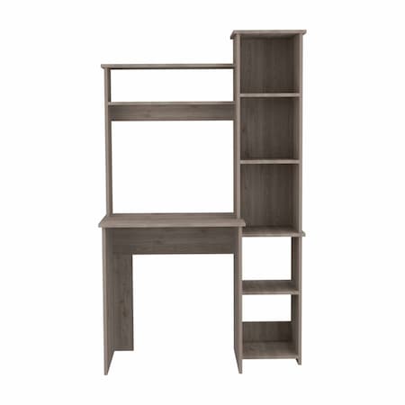 Homeroots 39" Light Gray Wood Writing Desk and Bookshelf Set 535145