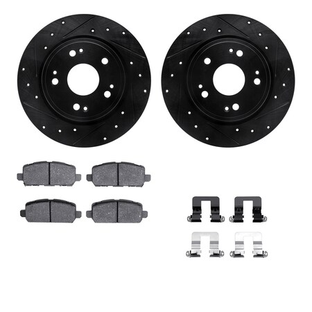 Dynamic Friction Co DFC Rotors-Drilled & Slotted-Black w/ 5000 Advanced Brake Pads Incl Hdw 8512-59097