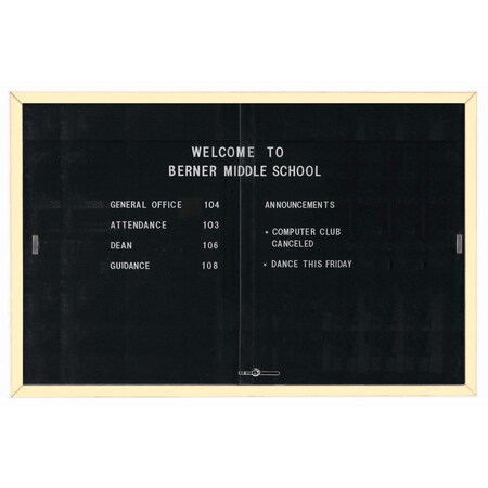 Aarco Enclosed Directory Board w/ Al Frame Sliding Doors, Black Felt, Powder Coated Ivory, 48''Hx72''W SDC4872IV